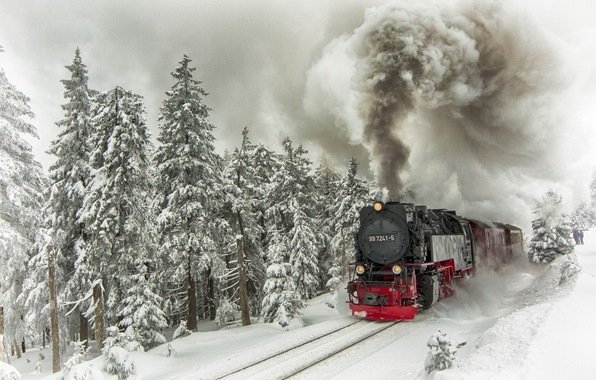Поезд в зимнее время
