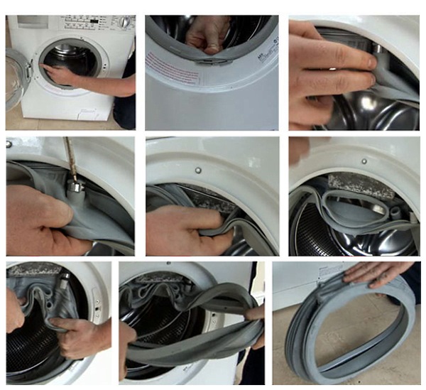 Очистка резинового кольца колю стиральной машины
